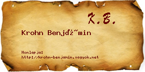 Krohn Benjámin névjegykártya